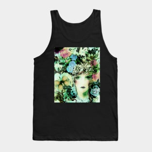 ART DECO FLAPPER COLLAGE BUTTERFLIES, BIRDS  AND ROSES Tank Top